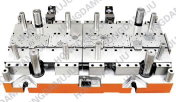 電動工具鐵芯自動疊鉚雙列級進模
